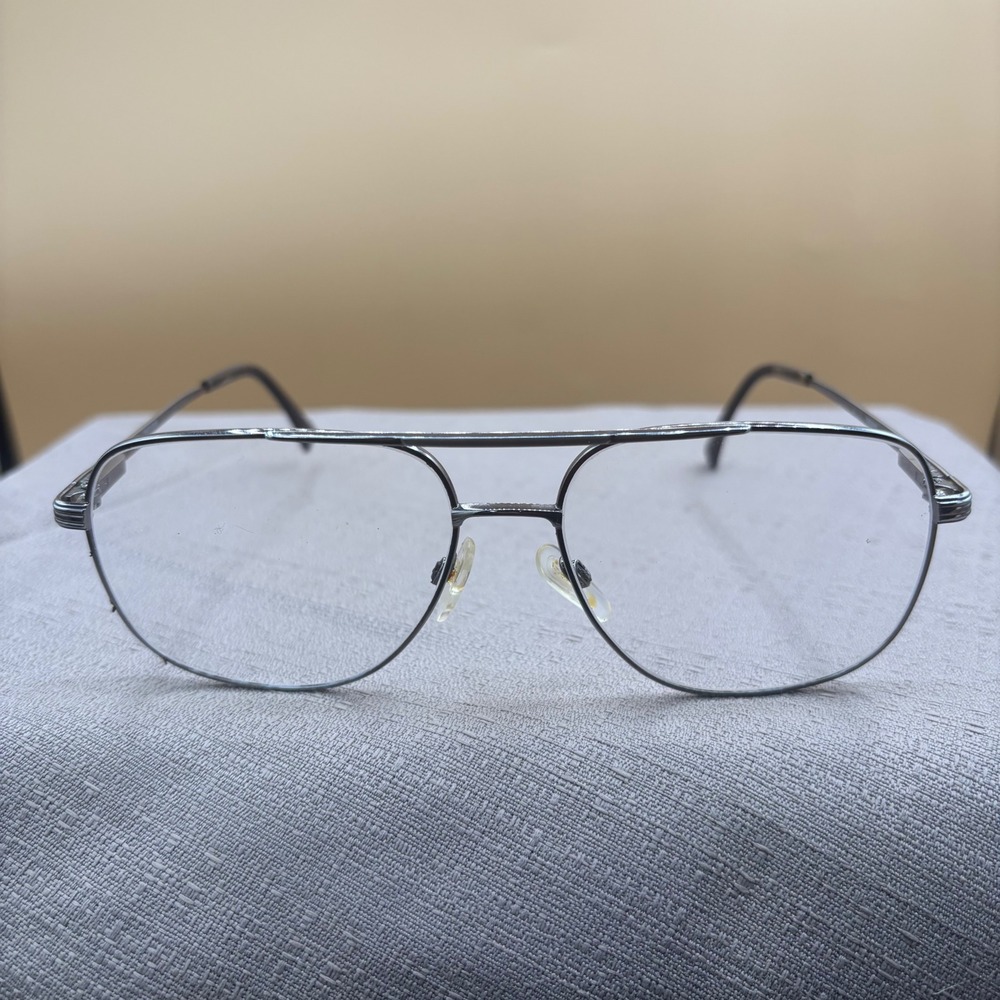 Marchon Vintage Aviator Eyeglass Frames Brown Gunmetal 59-16-140 Pilot Metal